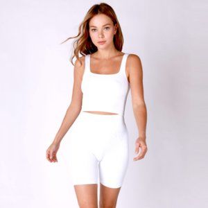 NEW White Seamless Ribbed Square Neckline Crop Top